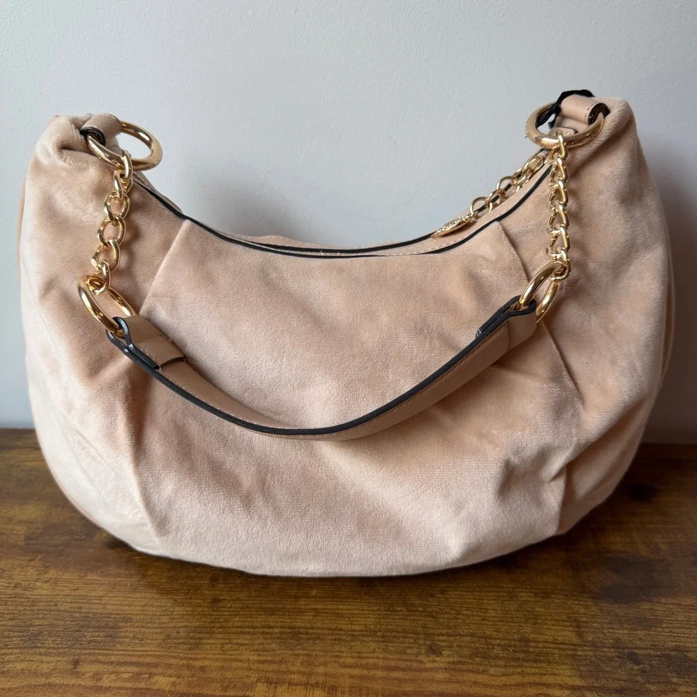 New Juicy Couture Sparkle Royal Beige Brown Hobo Shoulder Handbag Y2K Charm Cute